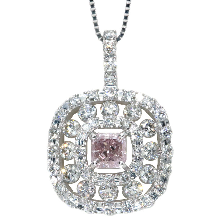 ピンクダイヤモンド 0.505カラット FANCY BROWNISH PINK I1 ダイヤモンド 0.96カラット PT950（トップ)/PT850（チェーン） プラチナ ペンダントネックレス 大粒 一生もの 豪華ダイヤ 1点もの