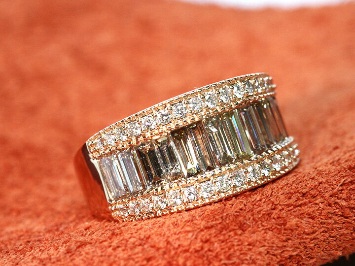 ★スーパーセール限定 20％OFF！ 451000円⇒360800円に！★テーパーカットのブラウンカラーダイヤモンドがずらりと並ぶ合計2.00ctK18PGリング・指輪 受注可 指いっぱいに広がるダイアモンドのオーラ！/送料無料