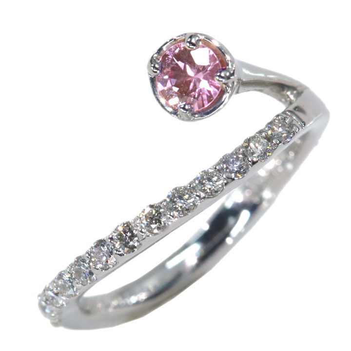 ◆18％OFFクーポン対象！◆ピンクサファイヤ 0.13カラット ダイヤモンド 0.36カラット PT900 プラチナ900 リング・指輪 ピンキー 小指用 受注品 /Ycollectionワイコレクション/送料無料