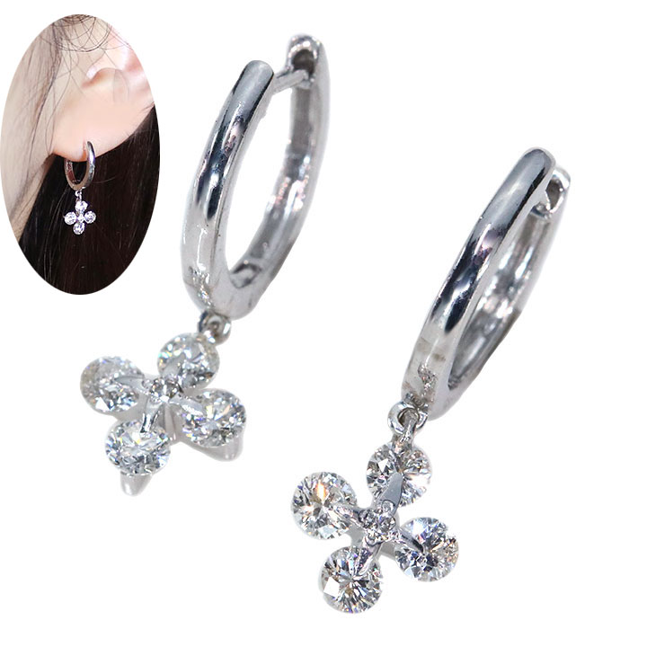 【スーパーセール限定！大特価28％OFF！ 132000円から 95040円に！】ダイヤモンド 0.6カラット フープ 上質ダイヤのクローバー K18WGホワイトゴールド ピアス 1点もの /Ycollectionワイコレクション/送料無料