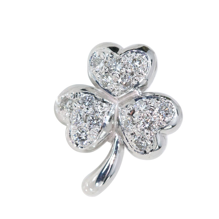 【三が日限定・30％OFF・福袋クーポン】ダイヤモンド 0.20カラット K18WGホワイトゴールド ピンタック ピンブローチ メンズにも ダイヤパヴェ クローバーデザイン 受注品 /Ycollectionワイコレクション/送料無料