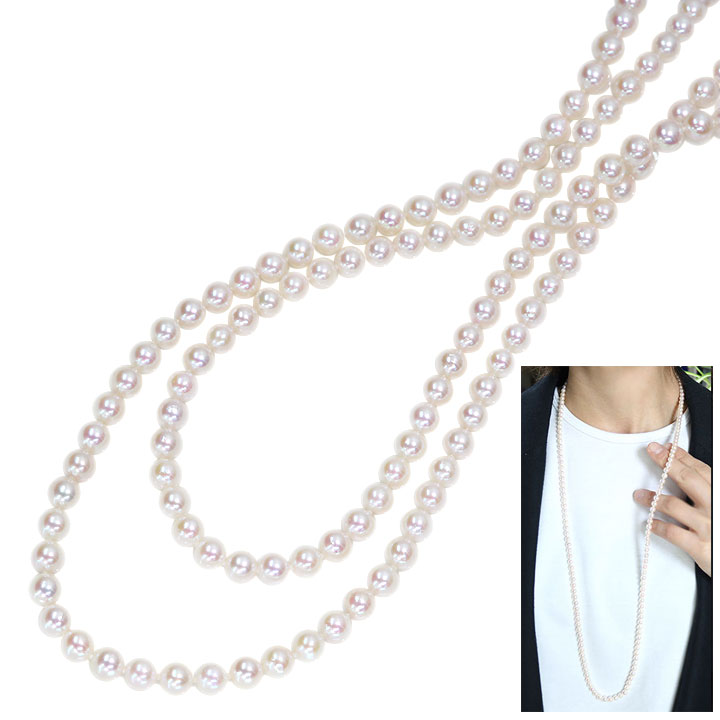 Beads - ◆20％OFF対象・お買い物マラソン限定◆あこや真珠（和珠） 約5.0〜5.5ミリ SVシルバー ペンダントネックレス ロング86センチ 二連にもできる /受注品 /Ycollectionワイコレクション/送料無料