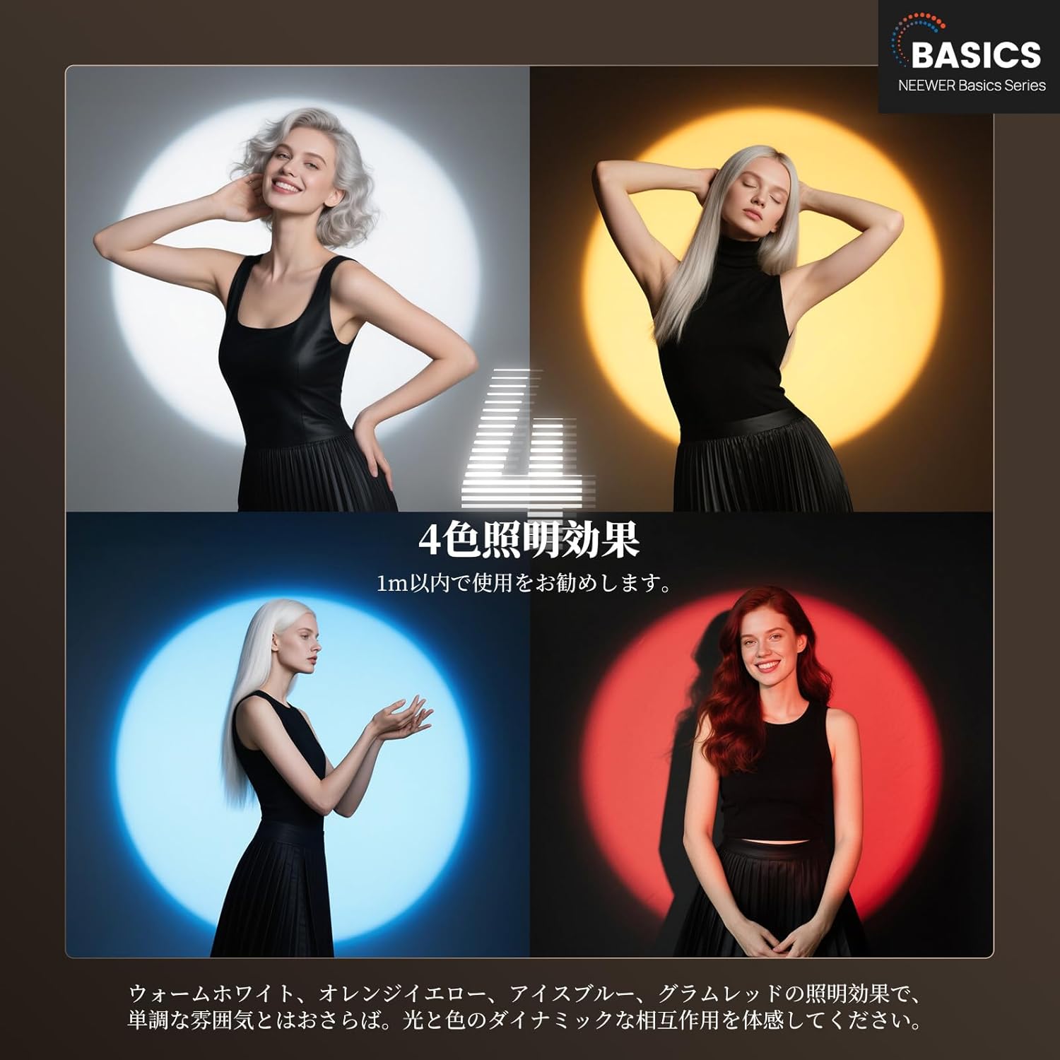 NEEWER FL10 BASICS RGB 撮影ライト ビデオライト 写真用懐中電灯 4色/20ゴボフィ...
