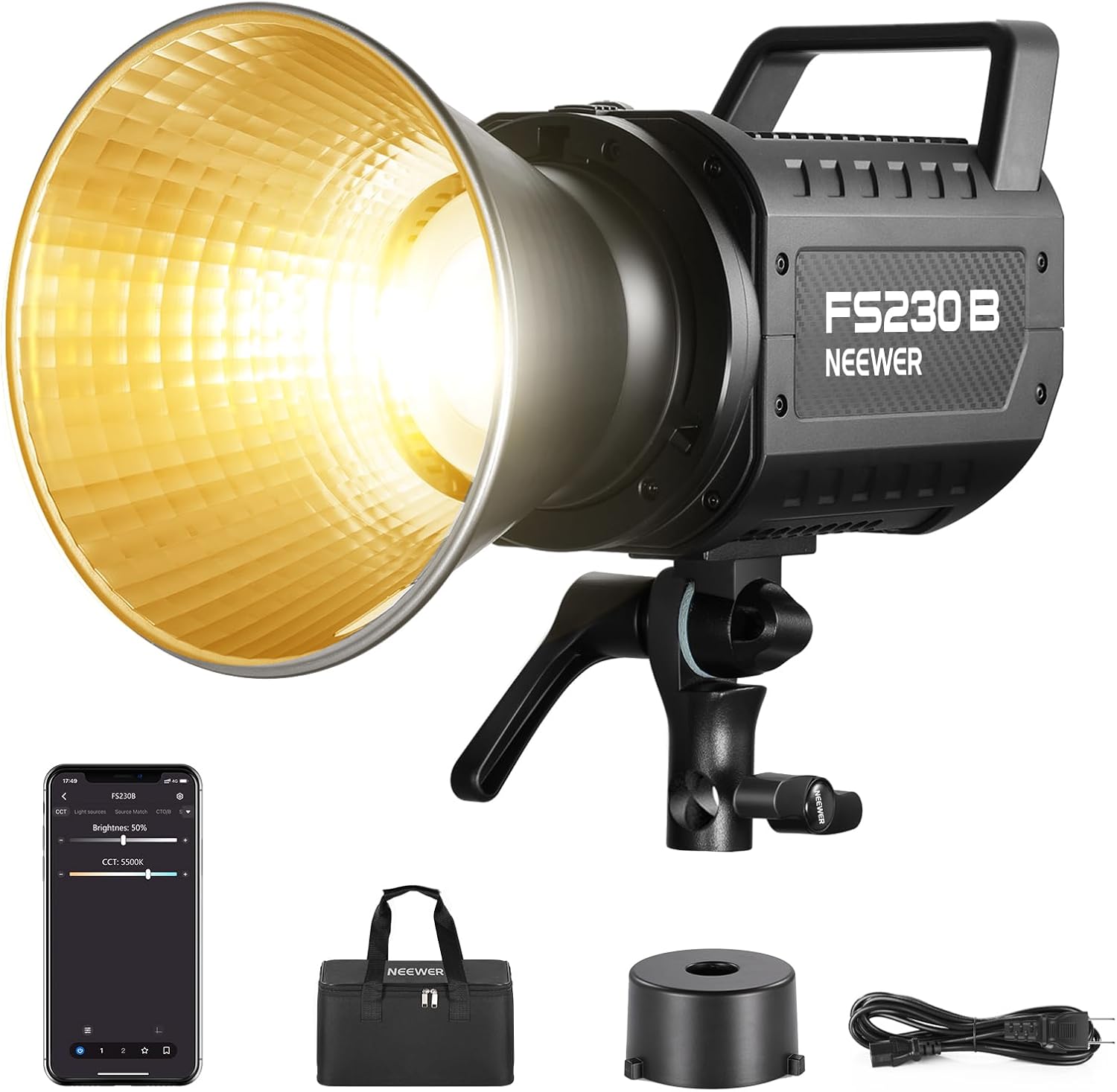NEEWER FS230B 撮影用ライト LEDビデオライト 230W 高出力 2.4G/APP制御 高輝度定...