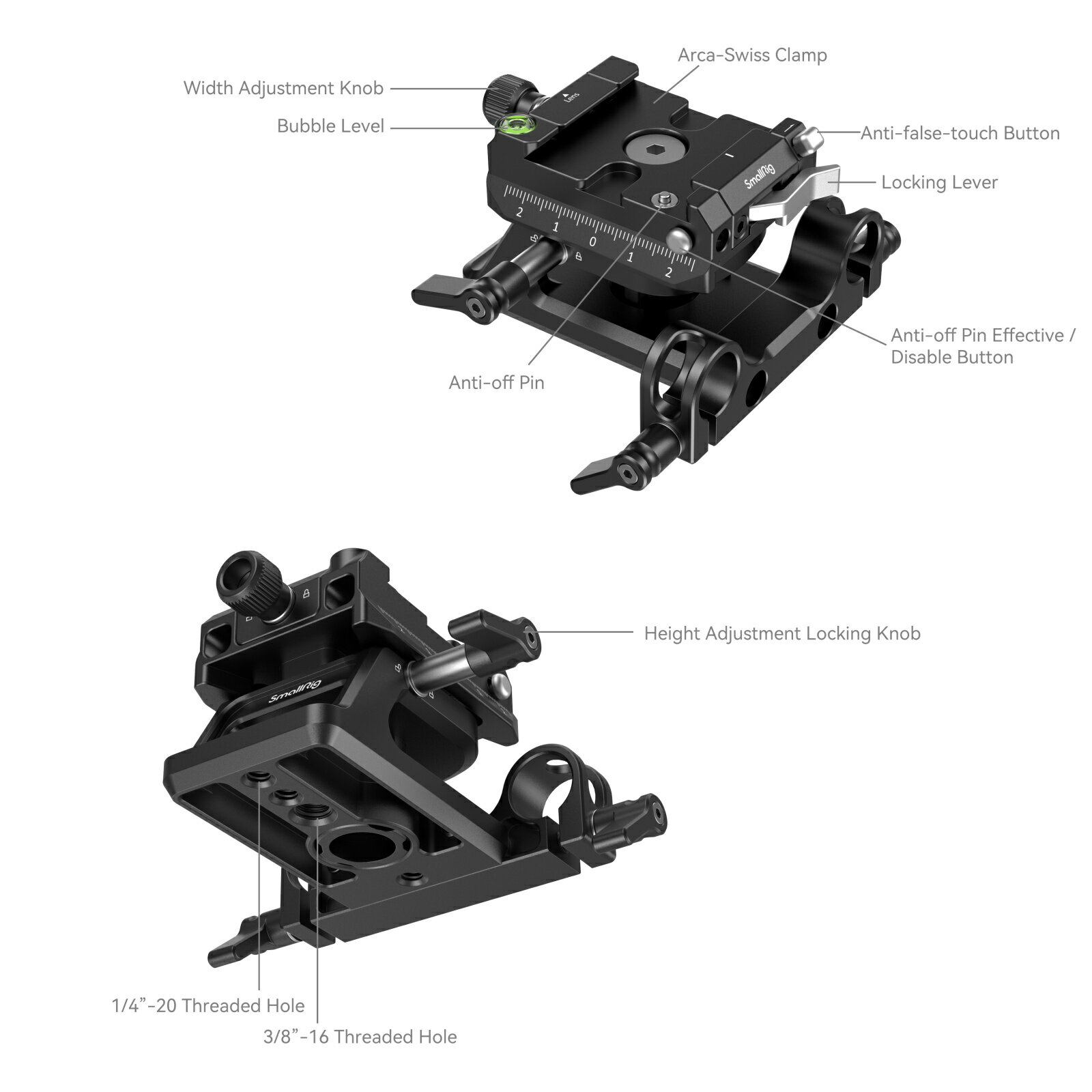 SmallRig Arca-Swiss マウントプレートキット（高さ調節可能） SR4233