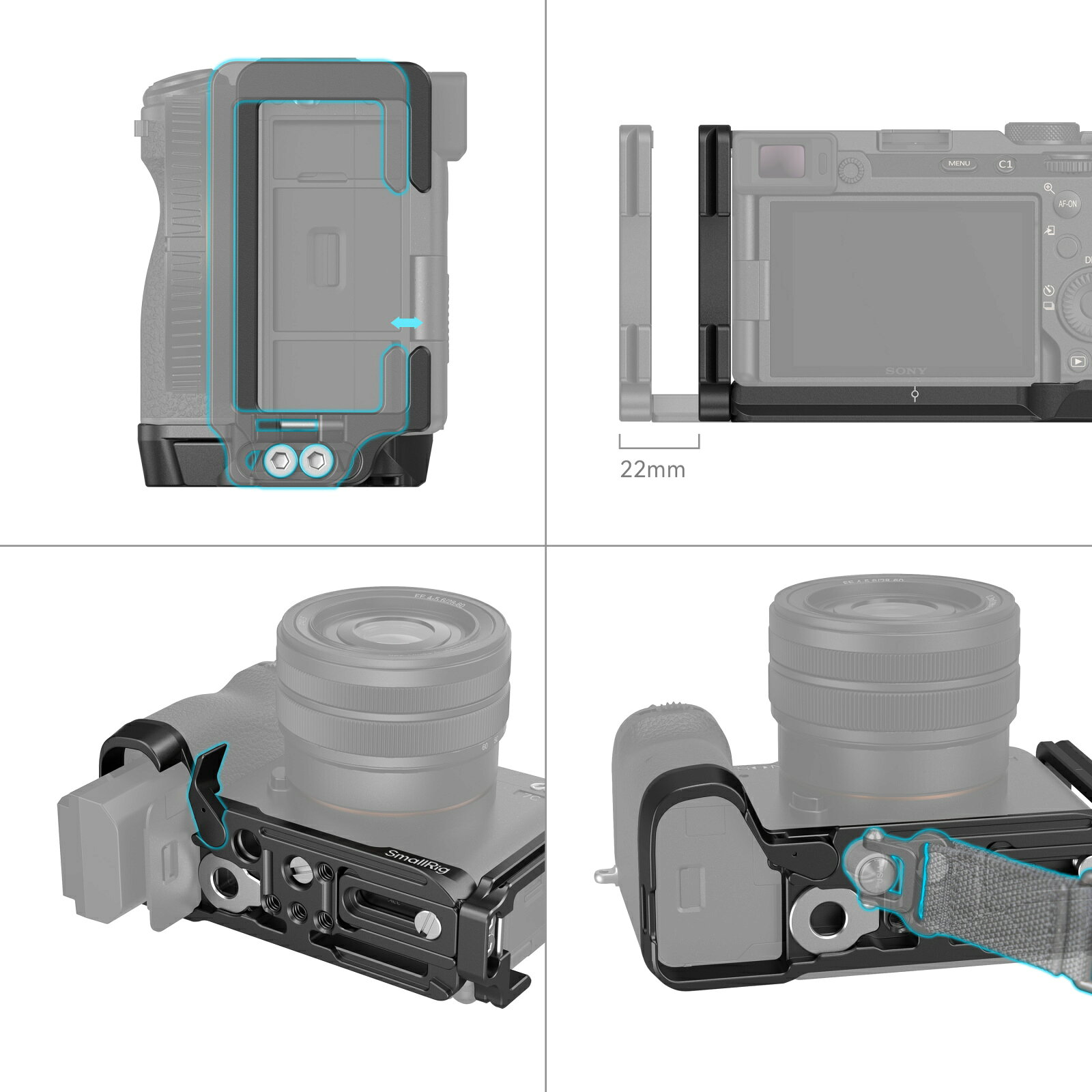 SmallRig Sony Alpha 7C II / Alpha 7CR用 L型ブラケット SR4569