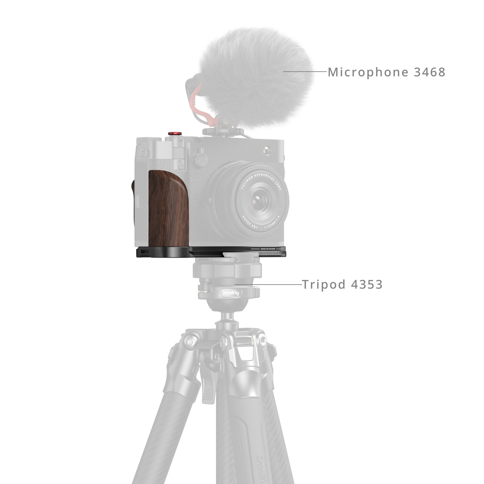 SmallRig スモールリグ FUJIFILM GFX100RF用木製ハンドル付きL字型マウントプレー...
