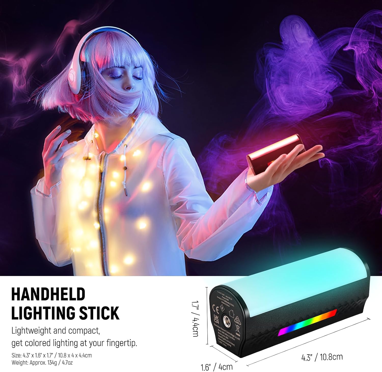 NEEWER TL97C スティックライト マグネット式 チューブライト 360°RGB 撮影用ライ...