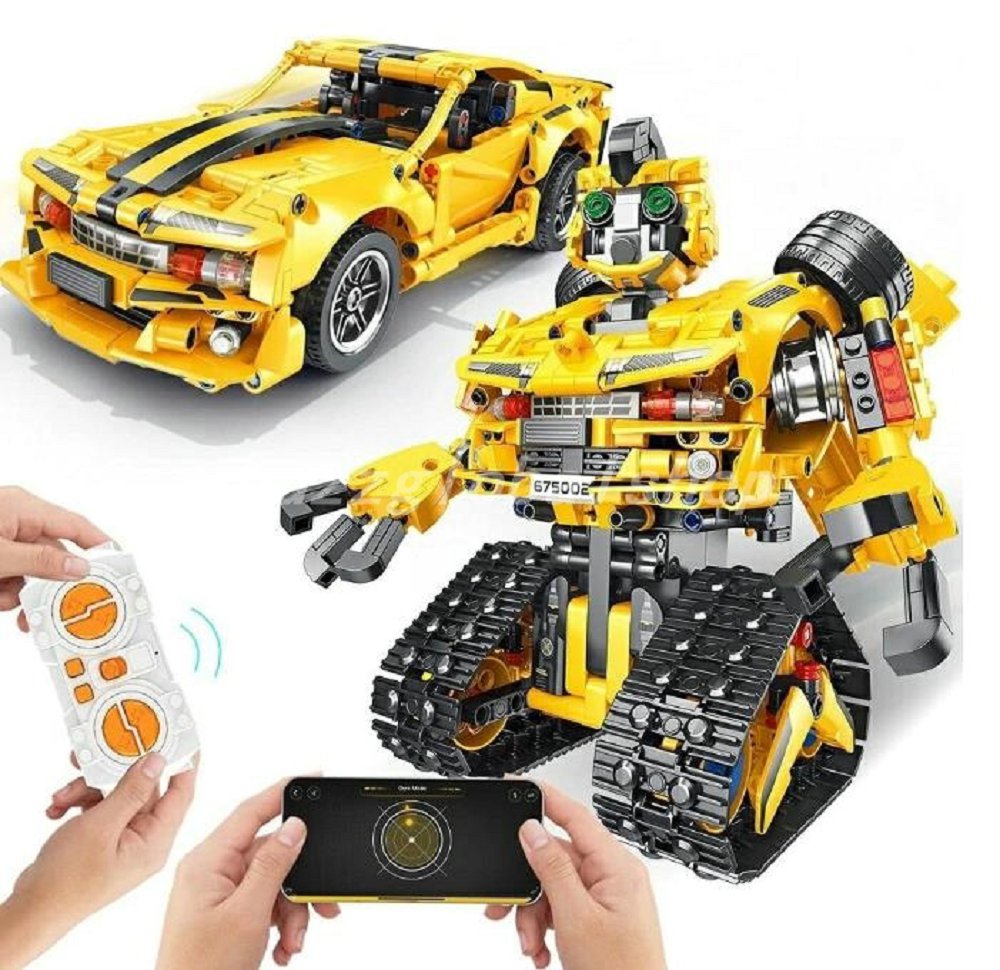 ブロックロボット 2in1リモート コントロールロボット RCビルディングキット プログラミング玩具 組み立ておもちゃ モバイルアプリのリモコン 教育用RCロボット STEMおもちゃ 男の子 子供ブロックおもちゃ