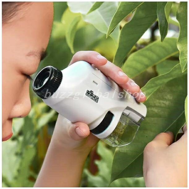 顕微鏡 小学生 子供 ハンディ顕微鏡 ポータブル顕微鏡 LEDライト【子供用 ズーム機能 ZOOM 60倍 120倍 観察 自由研究 携帯用 コンパクト 野外観...