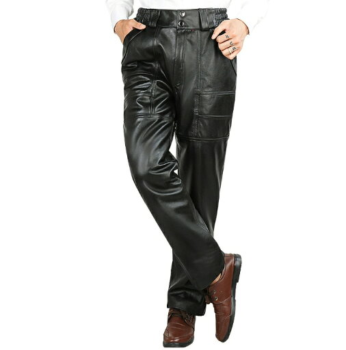 レザーパンツ メンズ 革パン 本革 牛革  バイクパンツ バイク用レザーパンツ スキニー 革パンツ ストレート ライダースパンツ 通気 防水