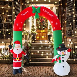 エアーディスプレイ エアーサンタクロース 雪だるま LED付き 光るサンタクロース エアーブロードール 膨張式 空気充填 クリスマスエアブロー装飾 屋外設置可能 高さ240cm