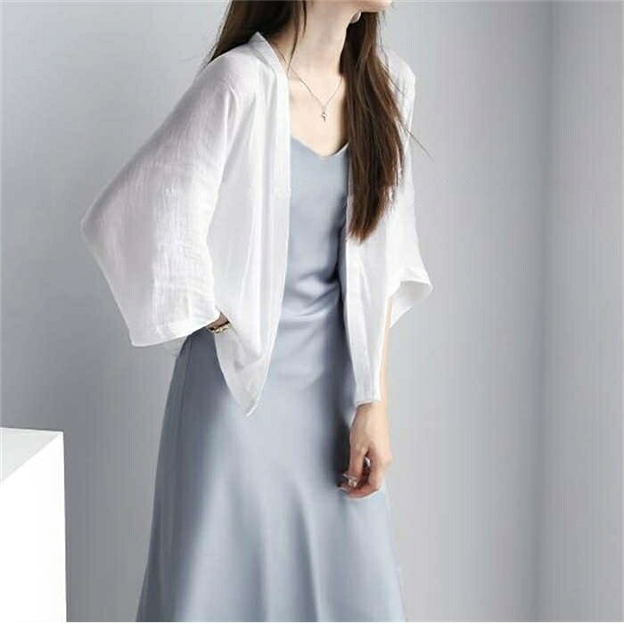 【送料無料】シフォン ノーカラー UVカット 羽織 接触冷感 シフォンジャケット レディース ジャケット 無地 透け 夏 春 シースルー シアー サマーアウター 五分袖 七分袖 ジャケット カーディガン レディース