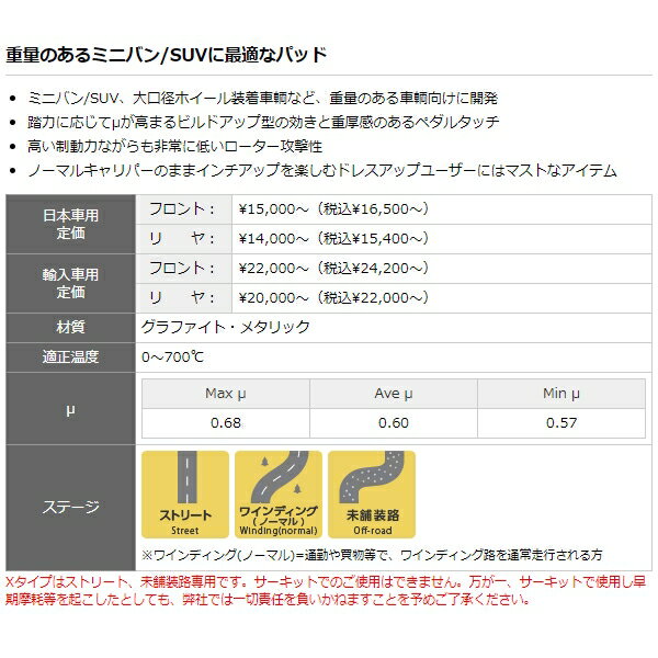 DIXCEL ブレーキパッド (フロント) X type ギャラン / アスパイア EC1A EC7A 96/7〜05/12 341086 ディクセル