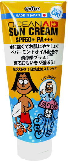 エクストラ(EXTRA) オーシャンエイドサンクリームサンブロック SPF50+ PA+++クラゲよけ日焼け止め120g EXTRA Ocean Aid Sun Cream【怖〜い紫外線&くらげ対策ローション!!】サーフサーフィンサーファー便利コスメ化粧品紫外線UVカットウェットスーツ グローブ ハンガー 干し方のサムネイル