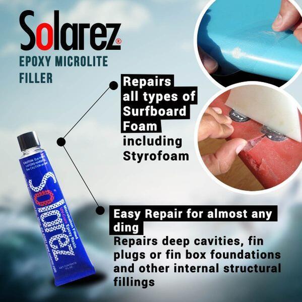 ソーラーレズマイクロライトワフー (SOLAR REZ WAHOO)紫外線硬化サーフボード修理用樹脂 1OZ(エポキシー樹脂)28.3g 【お手軽にサーフボード修理】 料金 やり方 エポキシ ロングボード ショートボード絡みにくいパワーコード つけ方 長さ 選び方 ショートボードデッキパッチ 3
