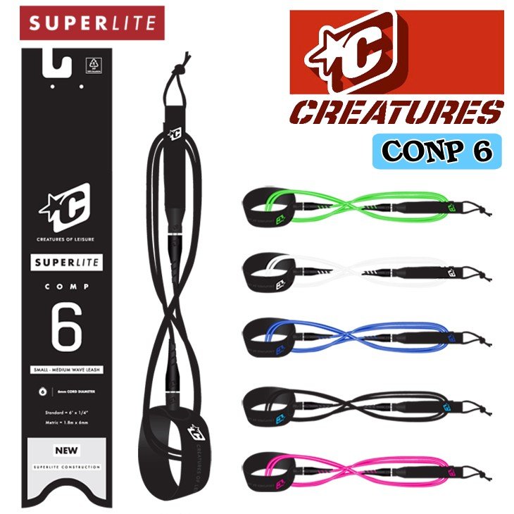 クリエーチャー クリエイチャーズオブレジャー (CREATURES OF LEISURE) 6' (183cm) ウルトラライト コンプ リーシュコード LEASH CORD SHORTBOARD Ultra lightweight small wave leash COMP 6　修理つけ方長さ選び方サーフィン蓋お風呂赤ちゃんイン FCS メッシュ 自作 携帯 3