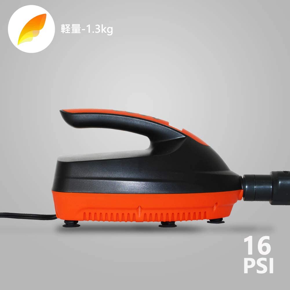 イエローマーケットサーフィンのオーシャンギア (OCEAN GEAR) 電動ポンプ 12V 16PSI MULTI PUMP マルチポンプ　デッキパッチ サーフィン 位置 フロント ブランド スタンドアップパドル SUP クリスタルグリップ｜アングル2