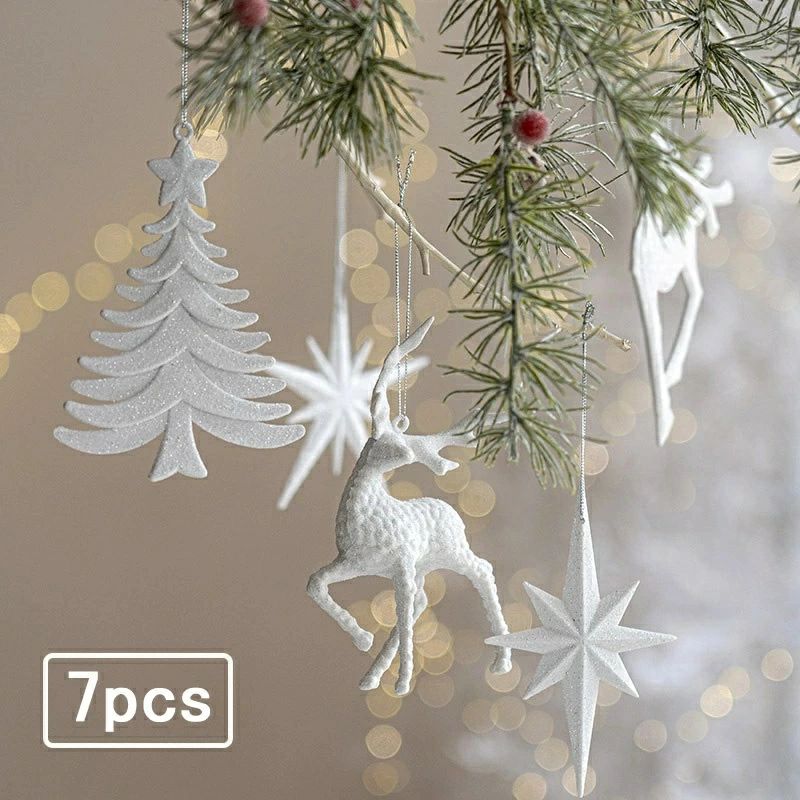 クリスマスツリー 飾り 7pcs オーナメント 星 トナカイ 飾り付け 吊り下げ ハンドメイド クリスマス 飾..
