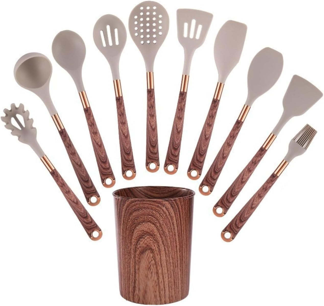 キッチン用品 シリコン 木目調 キッチン用品 12点セット 調理器具 こびりつかないヘラ 耐熱性 耐久性 ..