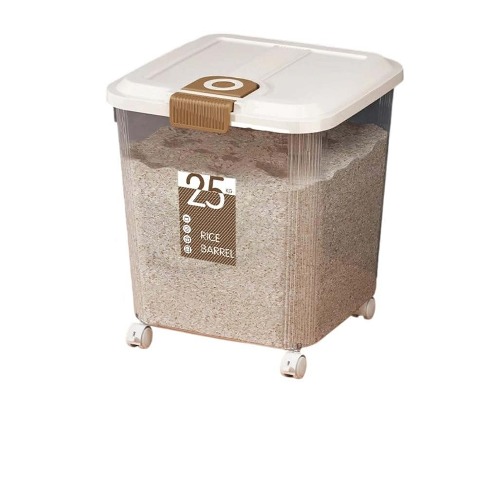 米びつ、25/15大容量真空密閉保存容器、防虫・防湿、移動に便利なキャスター付き、省スペース、キッチ..