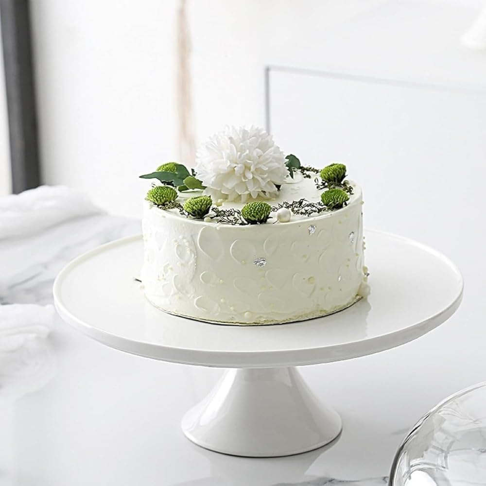ケーキ スタンド磁器 ラウンド デザート スタンド白セラミック ディスプレイ ボード食品サービング トレイ (29.5cm)