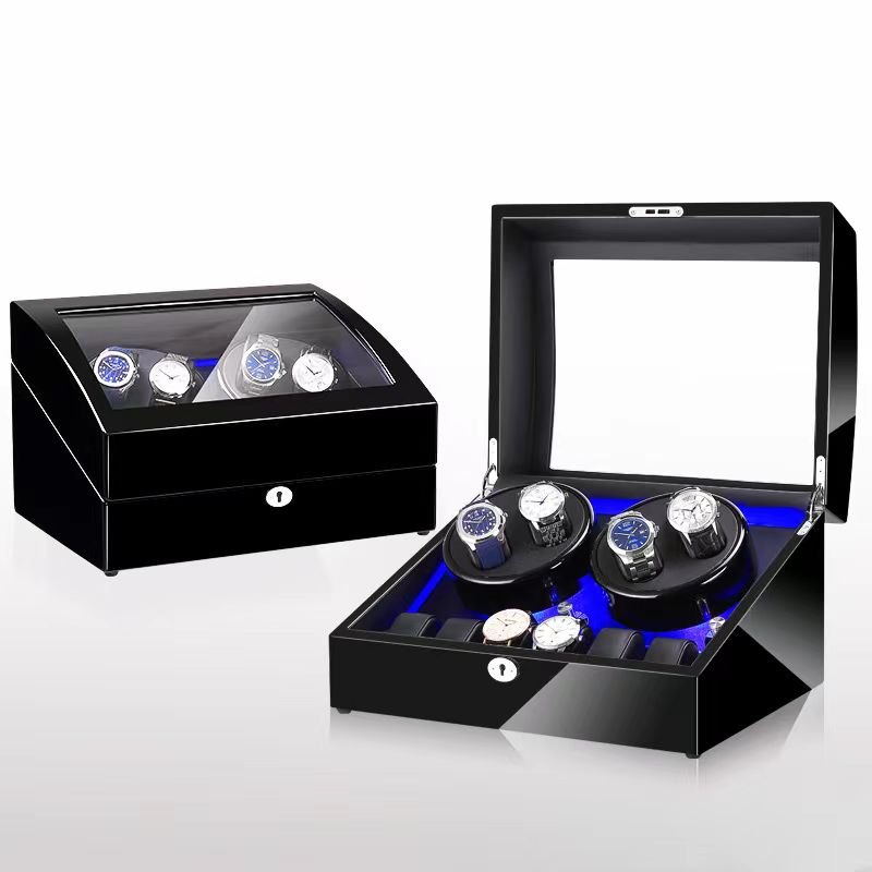 自動巻き上げ機 [自動巻き機] 【4本同時巻＋6本収納スペース】ワインディングマシーン 4本 腕時計 時計 ウォッチワインダー 自動巻き上げ機 腕時計 高級時計 4本巻 腕時計ケース 10本収納可能