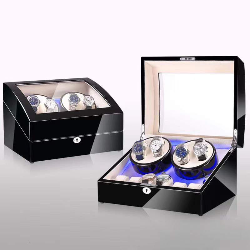 自動巻き上げ機 [自動巻き機] 【4本同時巻＋6本収納スペース】ワインディングマシーン 4本 腕時計 時計 ウォッチワインダー 自動巻き上げ機 腕時計 高級時計 4本巻 腕時計ケース 10本収納可能