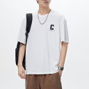 アメリカ流Tシャツ メンズ /マルチロゴパターンTシャツ/ コットン 大人 おしゃれ ロゴ ティーシャツ バックプリント ワンポイント メンズtシャツ 白tシャツ 半袖 春 夏 夏服 春服 クルーネック ブランド高校生 中学生 男子 Tシャツ(4)