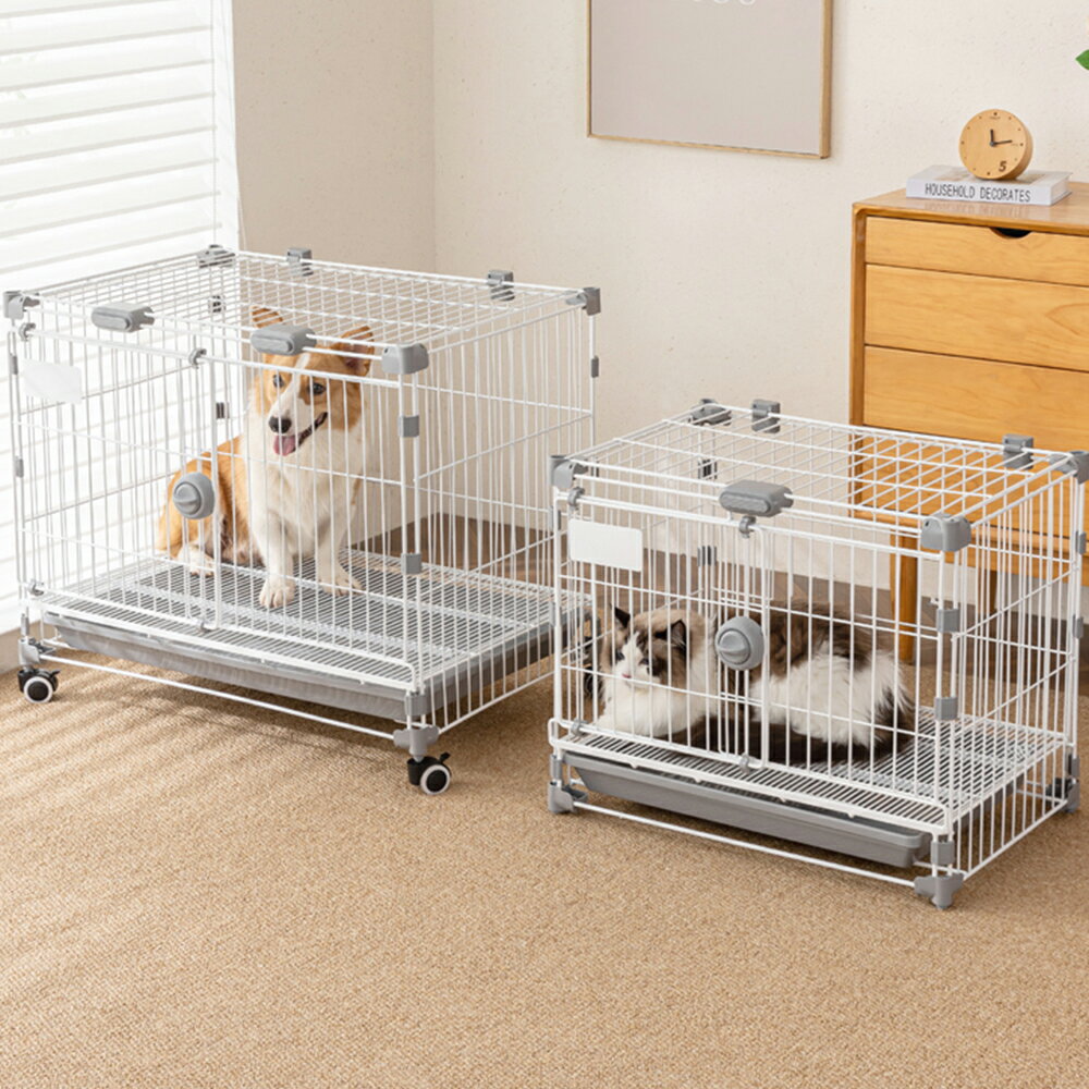 美品 2匹用 ペットゲージ 扉2つ、行き来用ロック付 約127×65×65cm 組み立て簡単  ペット用品 タンスのゲン ペットサークル 折りたたみ 6枚セット 犬用 おしゃれ