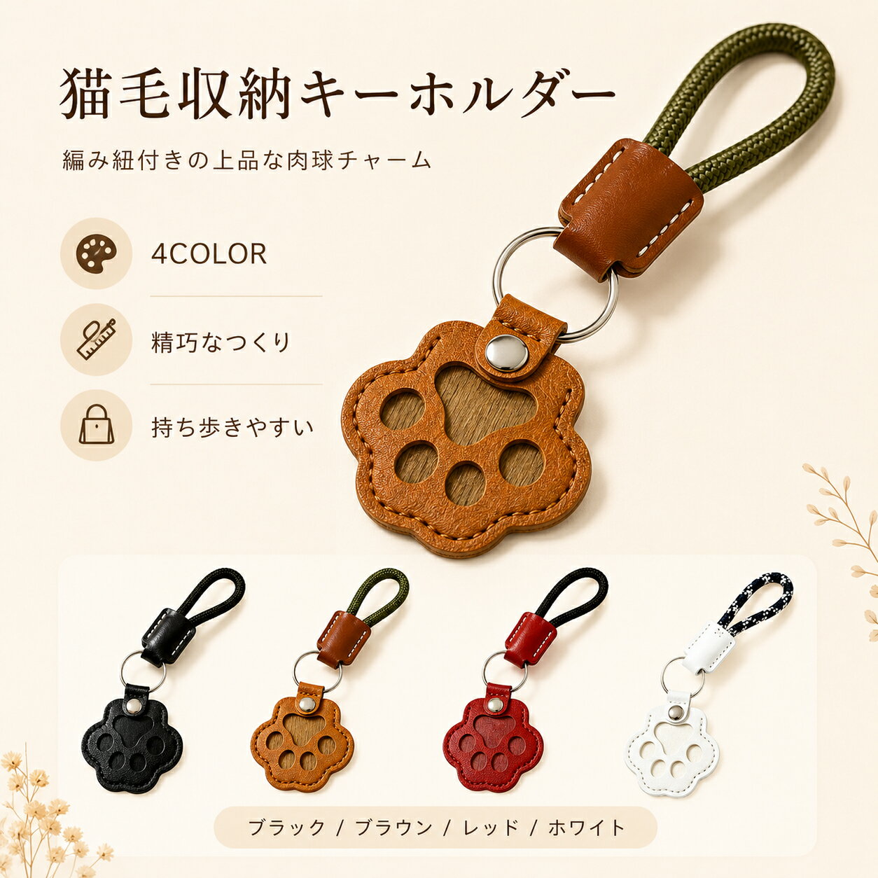 ペット 遺毛入れ キーホルダー 毛入れ 肉球 メモリアルグッズ 犬 猫 うさぎ 小動物 毛 爪 歯  ...