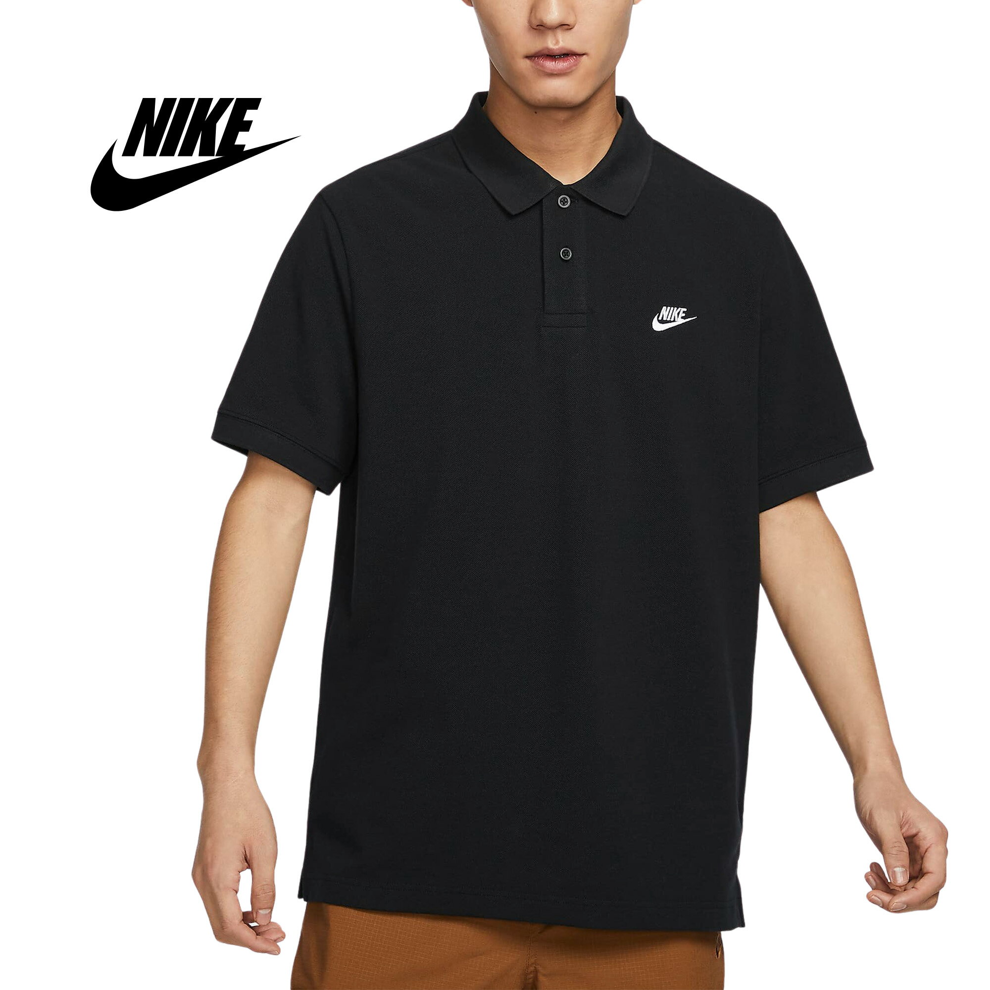 送料無料 NIKE CLUB FN3895-010 ナイキ 韓国正規品 クラブ メンズ ショートスリーブ ポロ 半袖 Tシャツ 夏 暑い おしゃれ 定番 ブラック 黒 通勤 通学 シンプル カジュアル コーデ 大人 学生 XXL 大きいサイズ