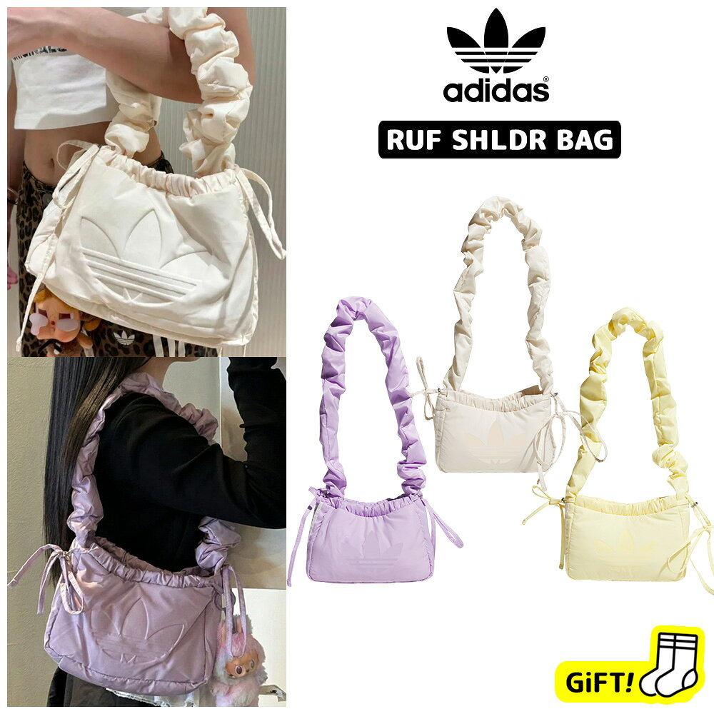 ☆送料無料☆ アディダス トートバッグ KF2667 KF2520 KF2519 ADIDAS ORIGINALS RUF SHLDR BAG アディダス ラッフル ショルダーバッグ 韓国アディダス 2WAY バッグ クロスバッグ もこもこ パフバッグ シャーリング ホーボーバッグ Y2K 【韓国正規品/関税込/靴下 ギフト】