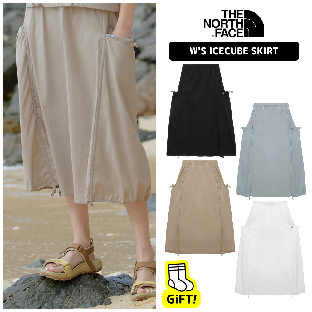 ☆送料無料☆ ノースフェイス スカート THE NORTH FACE W'S ICECUBE SKIRT 韓国ノースフェイス ロングスカート カーゴスカート 接触冷感 ひんやり ドローコード アウトドア 春夏 デイリー レディース NK6PS40A NK6PS40D 