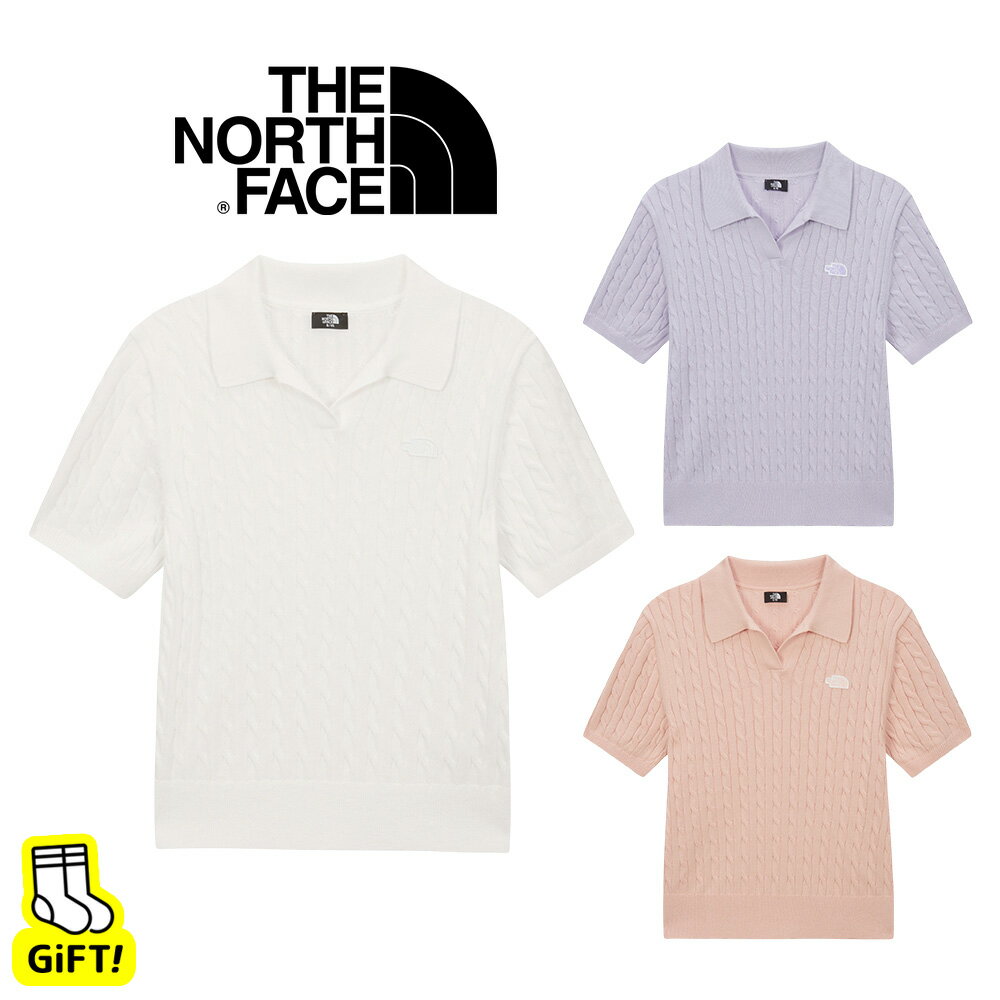 ☆送料無料☆ ノースフェイス ニット THE NORTH FACE W'S CABLE S/S POLO SWEATER 韓国ノースフェイス 半袖 ポロシャツ ケーブル編み サ..
