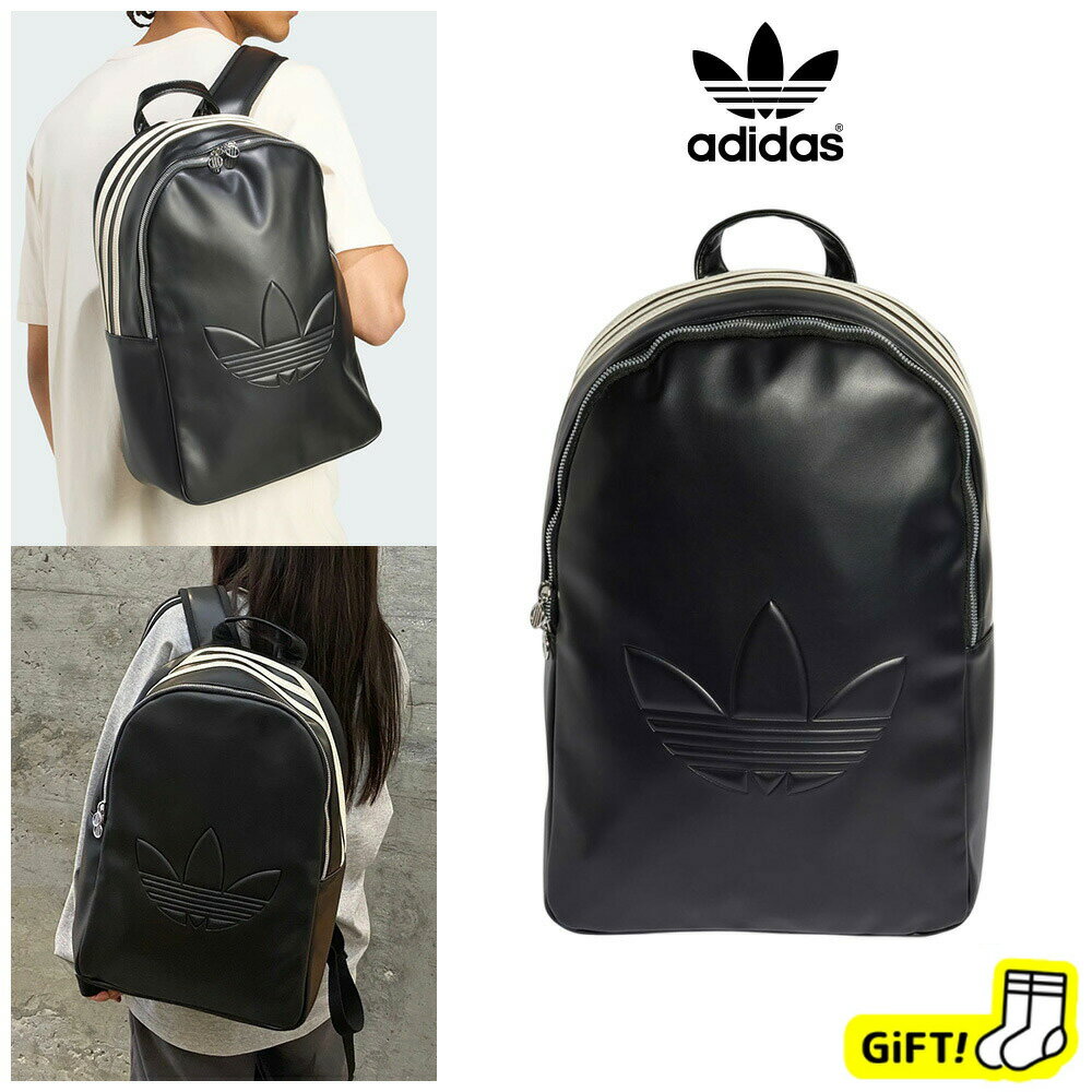 ☆送料無料☆ アディダス リュック JC5999 ADIDAS ORIGINALS PU BACKPACK OUTLINE TREFOIL アディダス オリジナルス ポリウレタン バックパック アウトライントレフォイル リュックサック かばん BLACK 黒 ブラック 通勤 通学 【韓国正規品/関税込/靴下 ギフト】