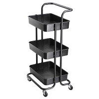 【送料無料】Yescomキッチンワゴンキャスター付き3段作業台オシャレバスケットトローリーキッチン収納カートワゴン新生活ブラック