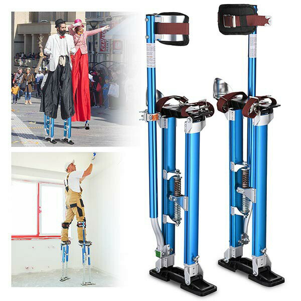 【送料無料】Yescom 乾式壁 竹馬 24-40インチ スティルト Drywall Stilts 60-101cm 調節可能なアルミニウム用具 膝パッド付き ペンキ屋 パフォーマンス 室内装飾 内装工事 足長スティルツ ブルー 1