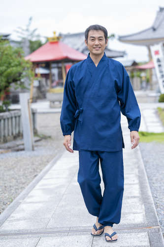 【ポイント10倍　～9/22まで】【メーカー直販】蜂巣織 作務衣 メンズ キングサイズ 綿100％ 大きいサイズ 春夏用 涼しい 部屋着 普段着 和服 ギフト対応 父の日 敬老の日 プレゼント はちすおり 【希楽者】【BLUEMATE】