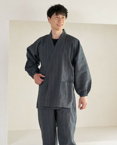 【メーカー直販】しじら作務衣　メンズ　和服　和華　部屋着　おうち時間　ギフト 父の日 敬老の日 誕生日 プレゼント対応 和服 サムエ　【希楽者】【BLUEMATE】