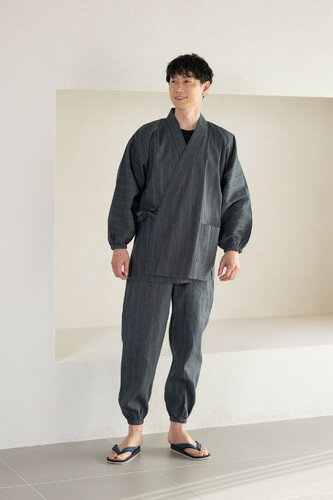 【メーカー直販】しじら作務衣　メンズ　和服　和華　部屋着　おうち時間　ギフト 父の日 敬老の日 誕生日 プレゼント対応 和服 サムエ　【希楽者】【BLUEMATE】