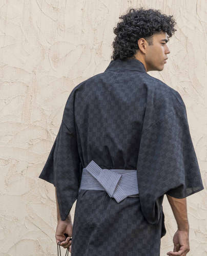 \10%OFF SALE/【メーカー直販】浴衣 メンズ 作り帯 2点セット しじら 夏祭り 花火大会 yukata 綿100% 部屋着 おうち時間 父の日 敬...