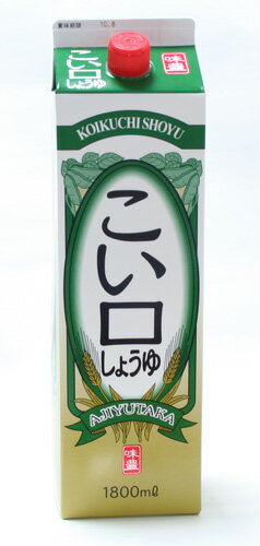 関連キーワード：こいくち醤油　濃口しょうゆ こい口しょう油 購 入 前 に ご 確 認 く だ さ い ◆2〜5営業日に発送(土日祝を除く) お届け日の指定がない場合、2〜5営業日内で愛知県より出荷致します。木曜日の正午以降、また注文が集中するお休みの前のご注文はお届けまでにお日にちを頂きますので、予めご了承ください。 ◆のし・包装不可 贈答品をお探しの場合は、こちらのページよりご注文をお願い致します。 ◆送料550円　代引手数料330円 合計額が5,250円以上の場合、および送料無料（または込価格）商品を同時に購入頂いた場合は、送料・手数料無料となります。 こいくちしょうゆ（単品） JAS上級の混合方式醸造のこい口しょうゆです。 主に、ホテルや料理旅館、うどん専門店などプロの味付けに愛用されています。 名称 こいくちしょうゆ（混合）　 原材料 アミノ酸液(大豆を含む、国内製造)、食塩、小麦、脱脂加工大豆／カラメル色素、保存料（安息香酸Na）、酢酸、甘味料（甘草）、調味料（核酸） 内容量 1．8L×1本 賞味期限 製造後17カ月 保存方法 高温直射日光を避けて常温にて保存をお願い致します。 製造者 ユタカフーズ株式会社 備考 開栓後はキャップをしっかり締めて、冷暗所に保管し、賞味期限にかかわらずお早めにご使用ください。 ユタカフーズおすすめ商品ラインナップ &nbsp; 焼きあご入だし取り職人シリーズ 金ごまのごまだれピリ辛 味豊蒲焼のたれ 各種醤油