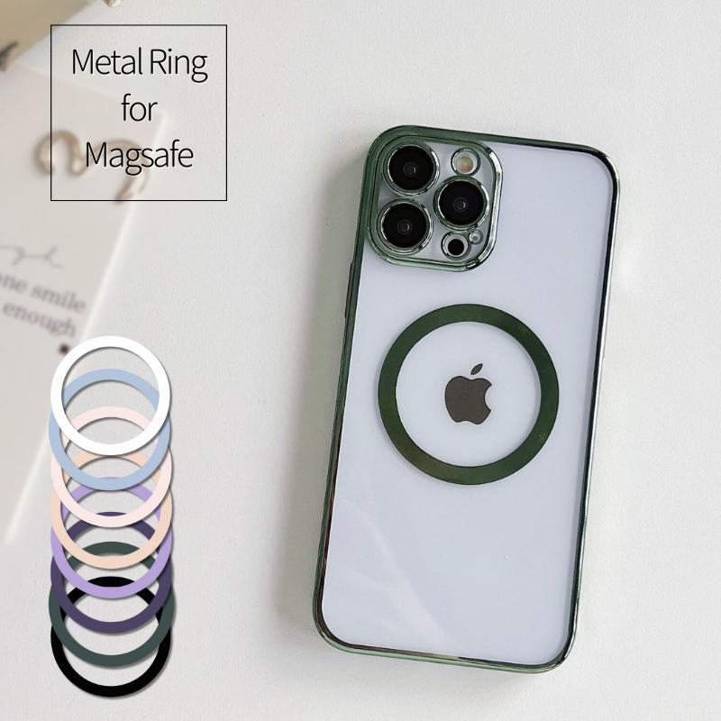 Magsafe リング シール 充電 薄型 iphone Android スリム マグネット 磁気 ワイヤレス メタルリング マグセーフ対応 ガイドシート付き スマホ スマートフォン 磁気シール