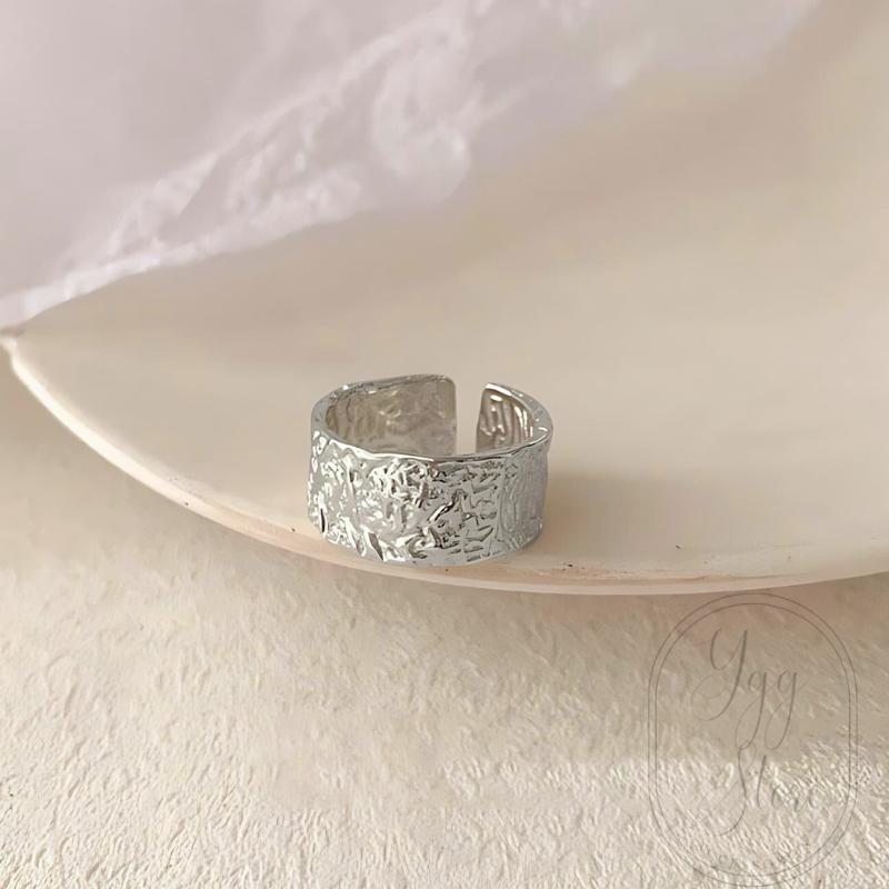 【送料無料】リング レディース 指輪 フリーサイズ ワイド シワ加工 凹凸 ニュアンス オシャレ 韓国 シルバー925 銀 ペアリング