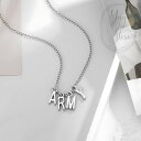 ネックレス チャーム付き ARMY アルファベット シルバー 銀 チョーカー ペンダント 韓国アクセサリー 男女兼用(4)