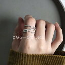4連 リング 指輪 リンク シルバー925 11号 多重 ニュアンスライン 華奢 SV 韓国アクセ