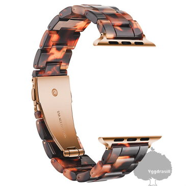 apple watch アップルウォッチ べっ甲風 バンド ベルト プラスチック 金 ゴールド 互換 サードパーティ コンパチブル 腕時計用 プッシュオープン バックル 38mm/40mm 42mm/44mm 38ミリ/40ミリ 42ミリ/44ミリ べっこう交換 互換 メンズ レディース シリーズ6 SE 5 4 3 対応!