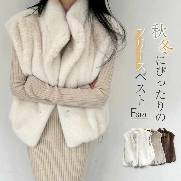 ファー ベスト ボア ベスト レディース エコファー ベスト 立ち襟 秋 冬 ファー ジレ フェイクファー ふわふわ もこもこ ふわもこ ベスト アウター コート ベスト ショート ノースリーブ 防寒 保温 無地 羽織り トップス 大人 おしゃれ 暖かい 大人可愛い 上品 送料無料