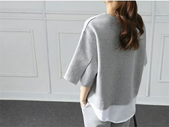 パンツセット セットアップ レディース 春夏 パンツセットアップ パンツスーツ 2点セット 重ね着風 スリット ブラウス tシャツ トップス ワイドパンツ ロングパンツ 分丈 無地 ゆったり 体型カバー 着瘦せ 大人 カジュアル おしゃれ 通勤OL フォーマル 送料無料